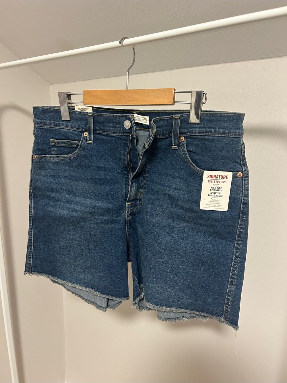 Signature by Levi Strauss Indigo Blue Raw Hem Denim Shorts